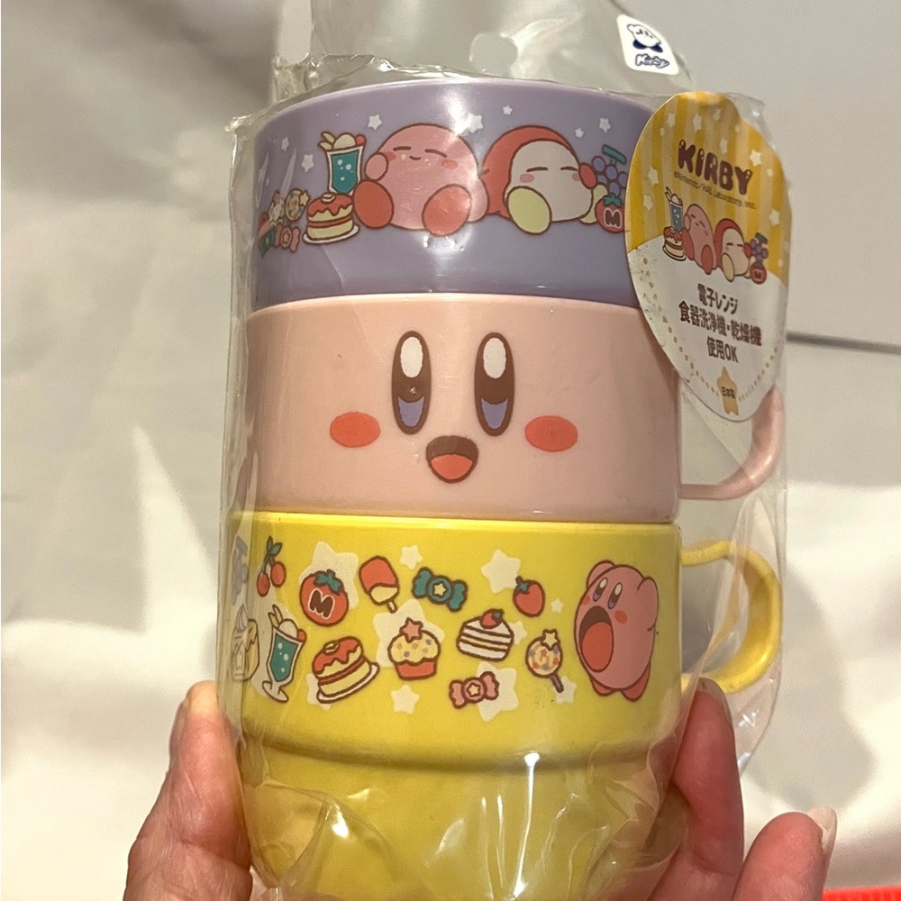 Star Kirby Dream Land Plastic Cups Set of 3 Nintendo Pastel Colors New in Pkg